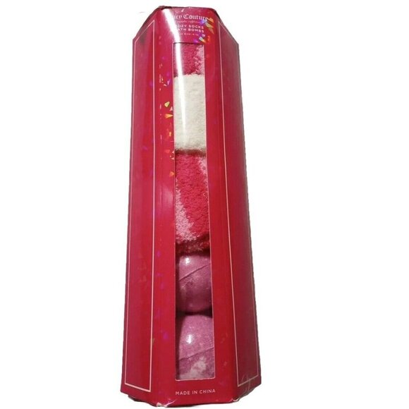 Juicy Couture Gift Set Includes 3 Cozy Socks & 2 Bath Bombs  - New In Box - Picture 2 of 8